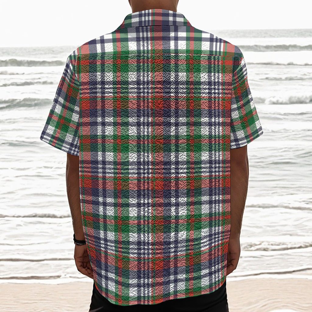 Christmas Madras Plaid Print Textured Short Sleeve Shirt