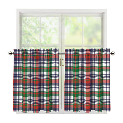 Christmas Madras Plaid Print Tier Curtains