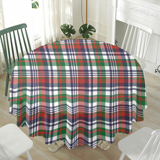 Christmas Madras Plaid Print Waterproof Round Tablecloth