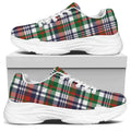 Christmas Madras Plaid Print White Chunky Shoes