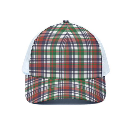 Christmas Madras Plaid Print White Mesh Trucker Cap