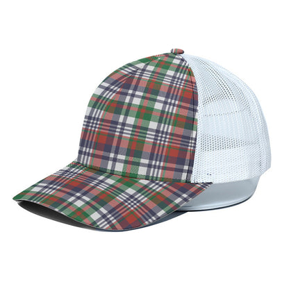 Christmas Madras Plaid Print White Mesh Trucker Cap