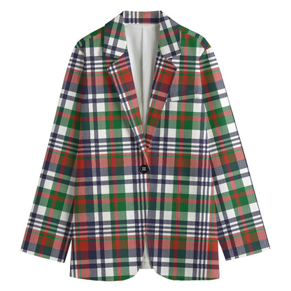 Christmas Madras Plaid Print Women's Blazer