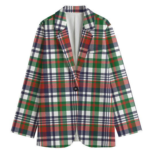 Christmas Madras Plaid Print Women's Blazer