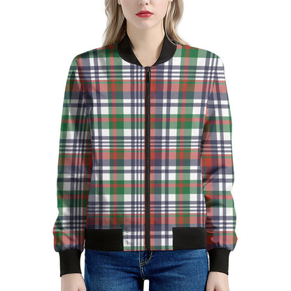 Christmas Madras Plaid Print Women's Bomber Jacket