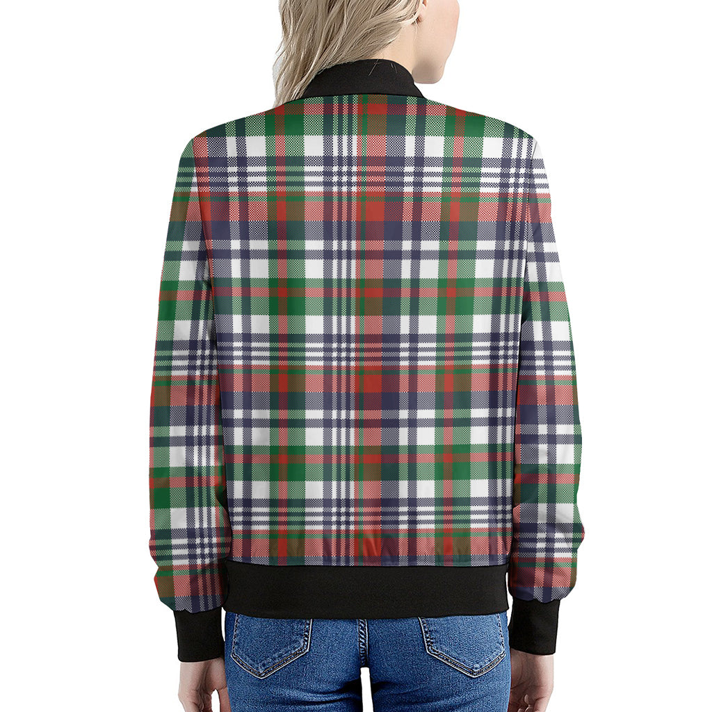 Christmas Madras Plaid Print Women's Bomber Jacket