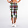 Christmas Madras Plaid Print Women's Capri Leggings