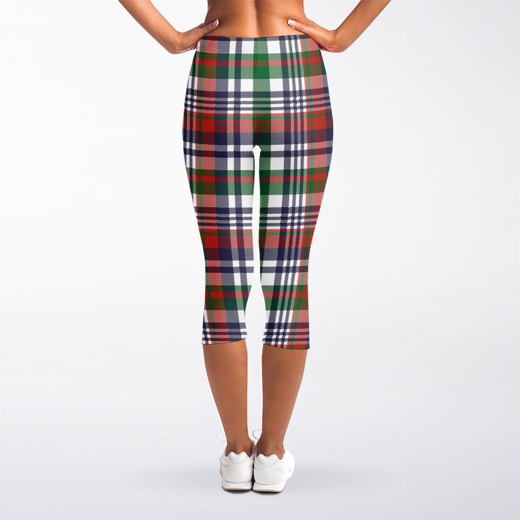 Christmas Madras Plaid Print Women's Capri Leggings