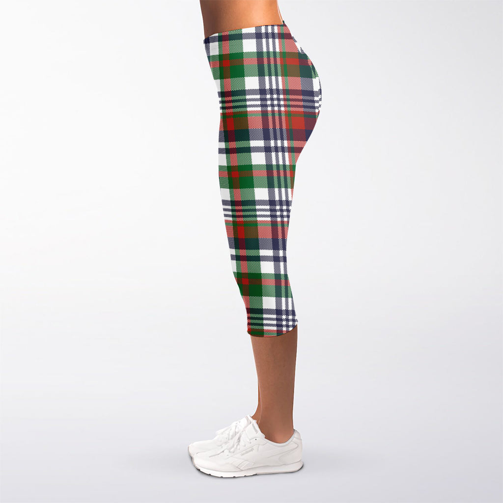 Christmas Madras Plaid Print Women's Capri Leggings