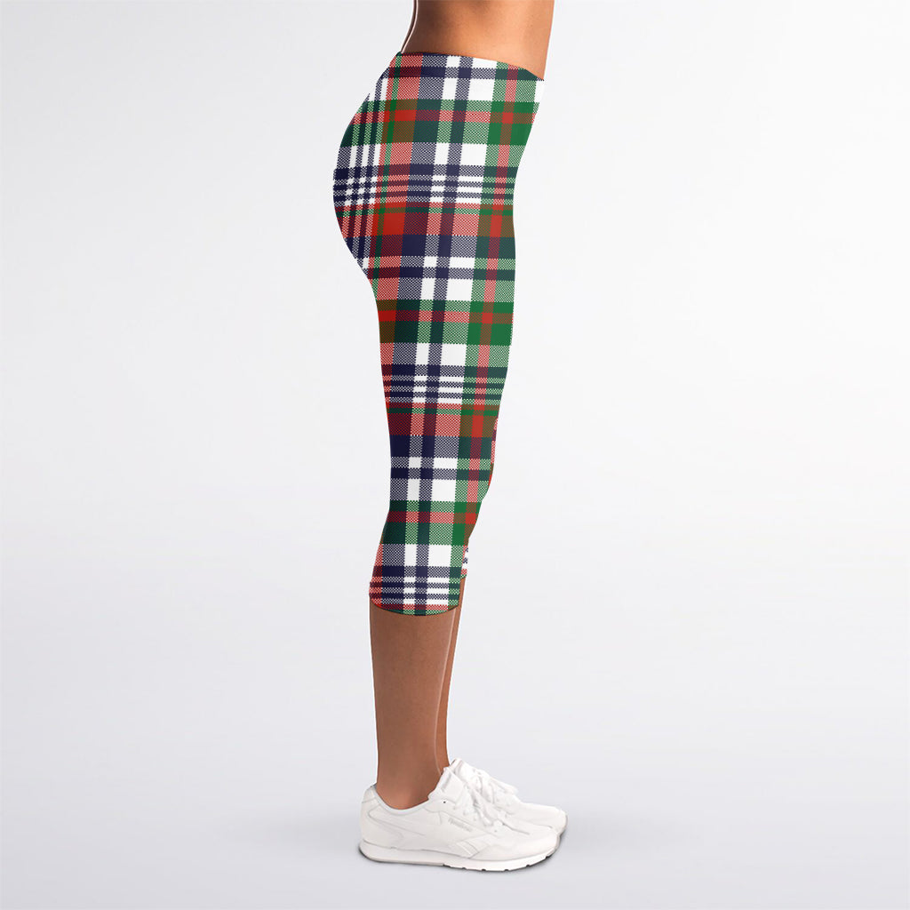 Christmas Madras Plaid Print Women's Capri Leggings