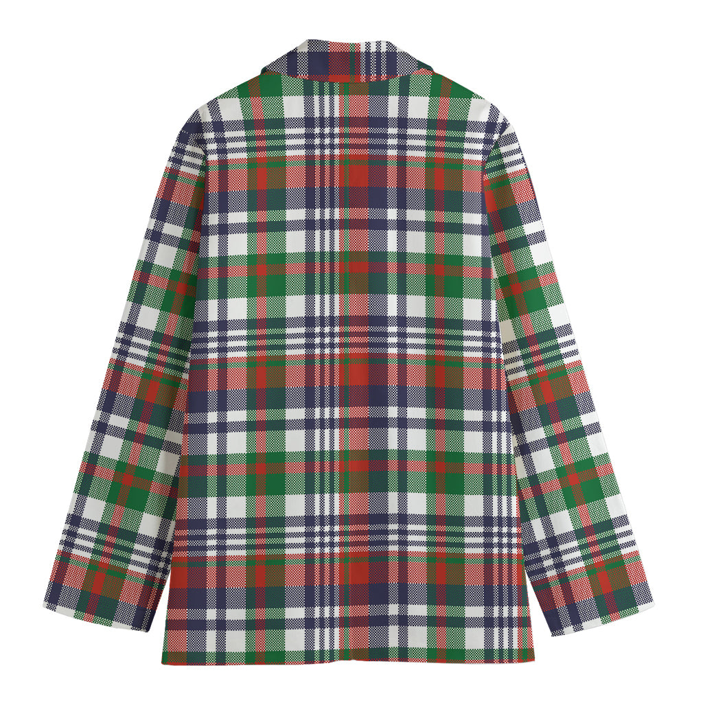 Christmas Madras Plaid Print Women's Cotton Blazer