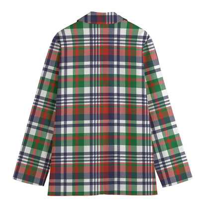 Christmas Madras Plaid Print Women's Cotton Blazer