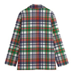 Christmas Madras Plaid Print Women's Cotton Blazer