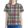 Christmas Madras Plaid Print Women's Polo Shirt