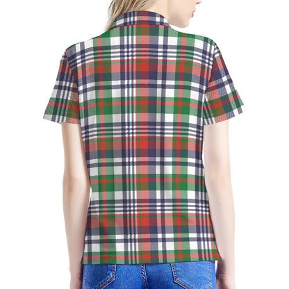 Christmas Madras Plaid Print Women's Polo Shirt