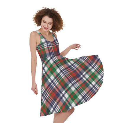 Christmas Madras Plaid Print Women's Sleeveless Dress