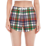 Christmas Madras Plaid Print Women's Split Running Shorts