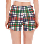 Christmas Madras Plaid Print Women's Split Running Shorts