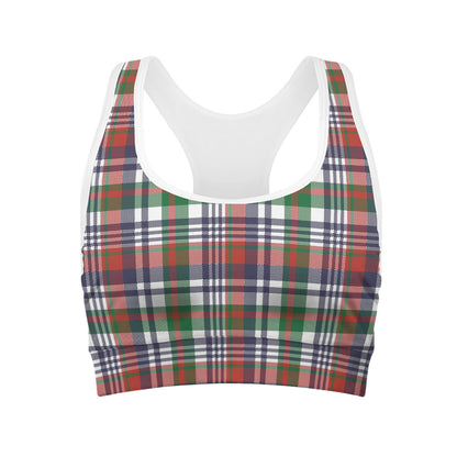 Christmas Madras Plaid Print Women's Sports Bra