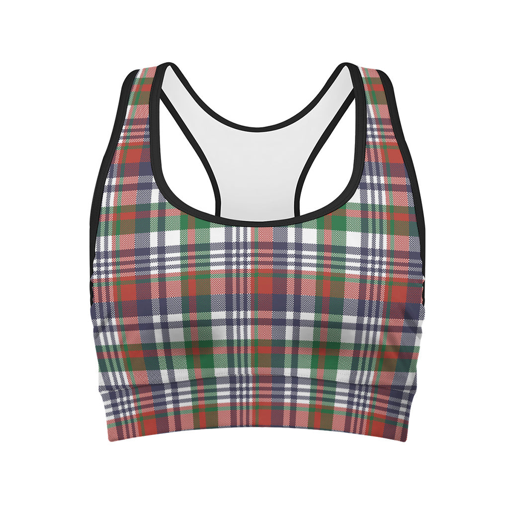 Christmas Madras Plaid Print Women's Sports Bra