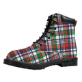 Christmas Madras Plaid Print Padded Collar Lace Up Boots