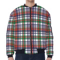 Christmas Madras Plaid Print Zip Sleeve Bomber Jacket