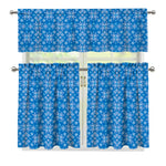 Christmas Nordic Knitted Pattern Print 3 Piece Kitchen Curtains