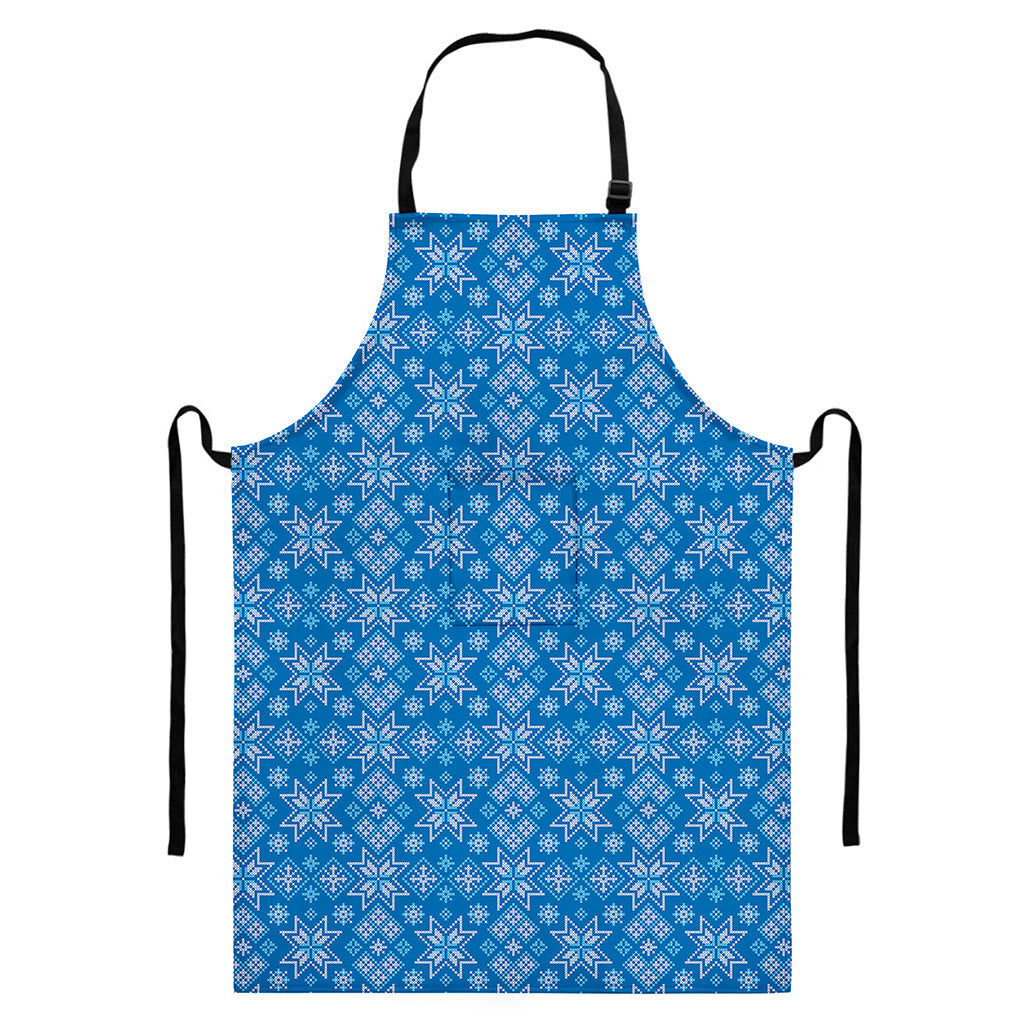 Christmas Nordic Knitted Pattern Print Bib Apron With Pocket