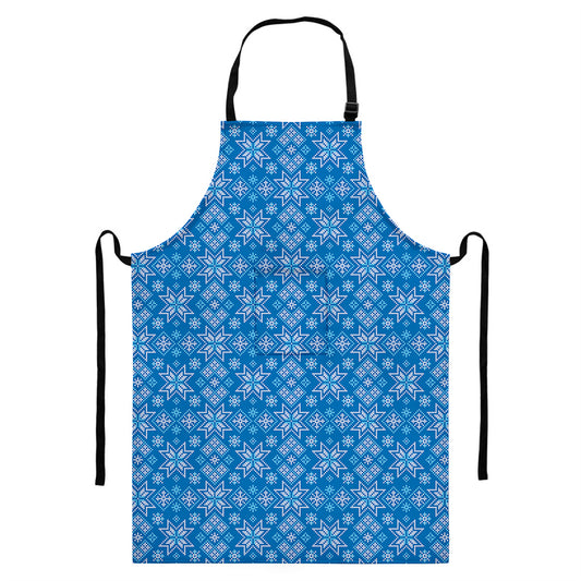Christmas Nordic Knitted Pattern Print Bib Apron With Pocket