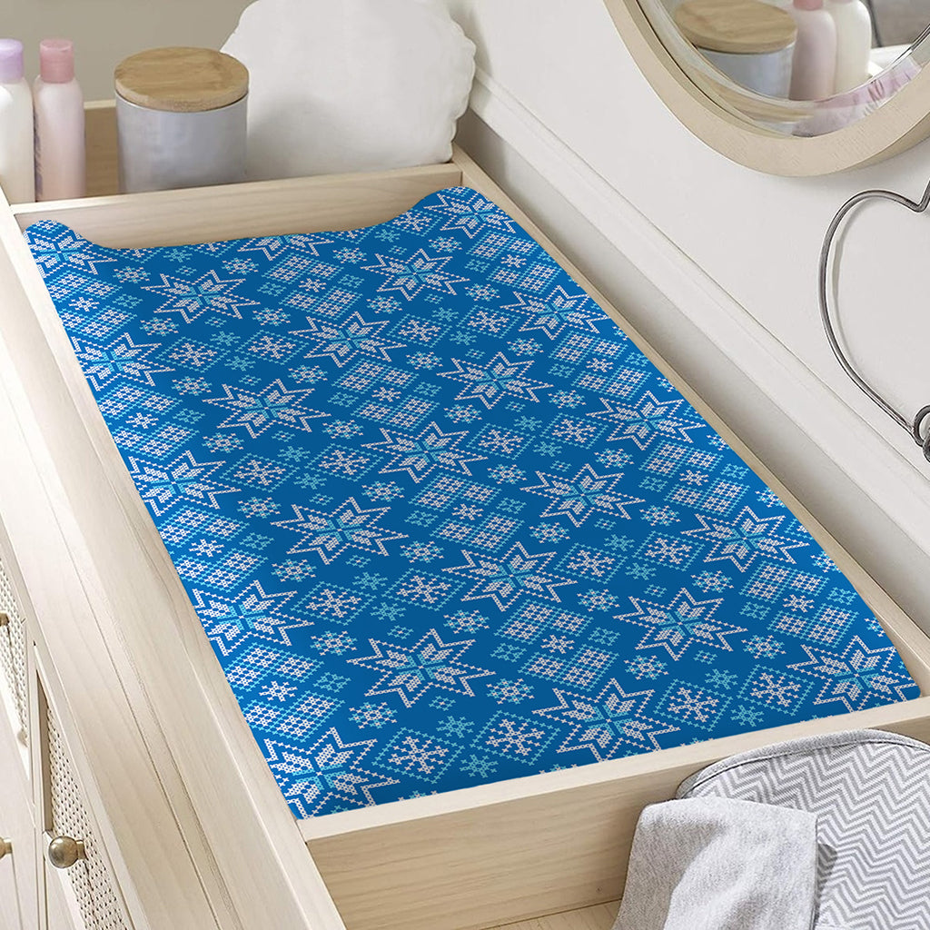 Christmas Nordic Knitted Pattern Print Changing Pad Cover