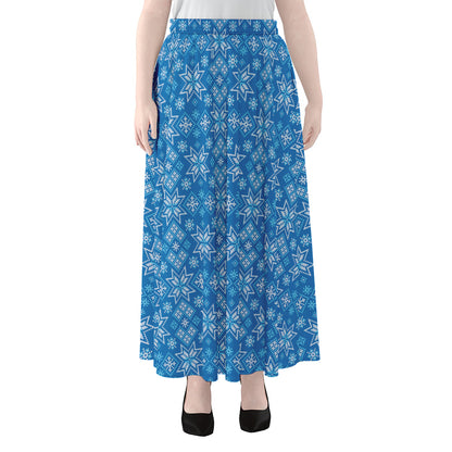 Christmas Nordic Knitted Pattern Print Chiffon Maxi Skirt