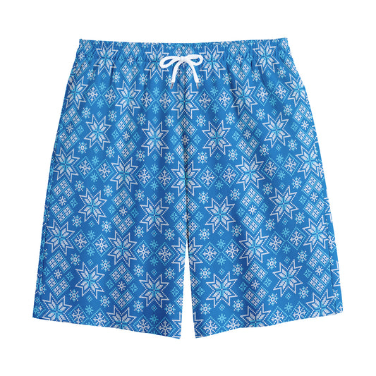 Christmas Nordic Knitted Pattern Print Cotton Shorts