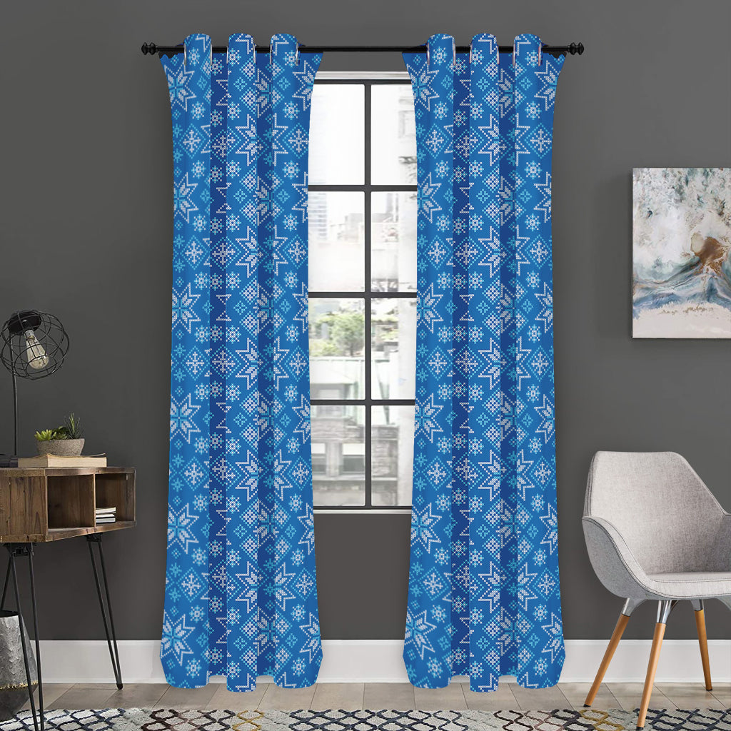 Christmas Nordic Knitted Pattern Print Curtain