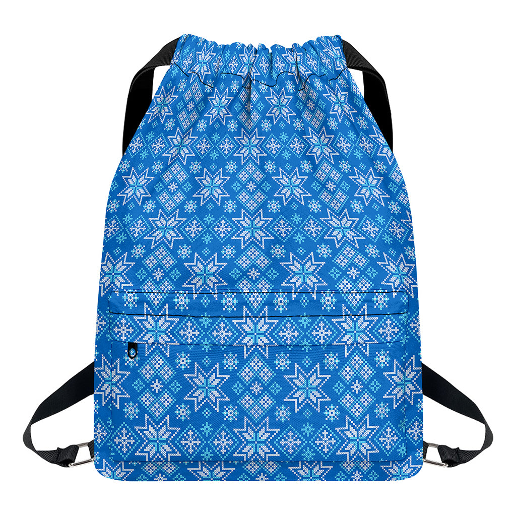 Christmas Nordic Knitted Pattern Print Drawstring Backpack