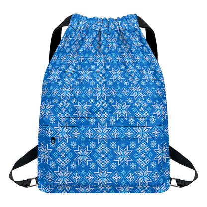 Christmas Nordic Knitted Pattern Print Drawstring Backpack