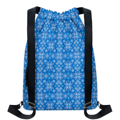 Christmas Nordic Knitted Pattern Print Drawstring Backpack