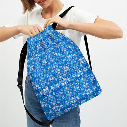 Christmas Nordic Knitted Pattern Print Drawstring Backpack