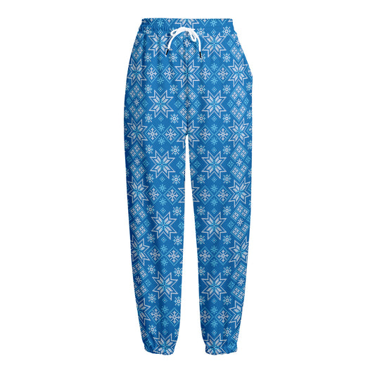 Christmas Nordic Knitted Pattern Print Fleece Lined Knit Pants
