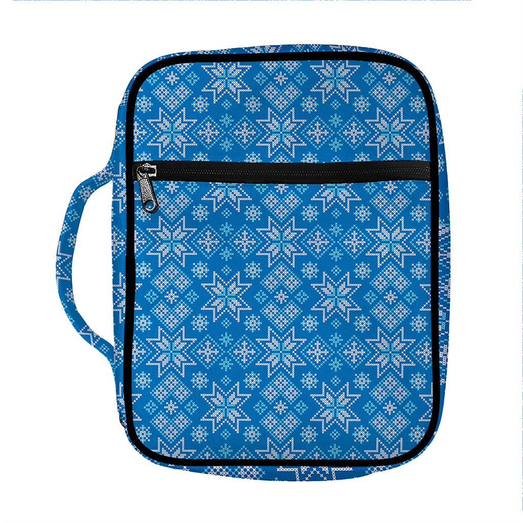 Christmas Nordic Knitted Pattern Print Front Pocket Bible Bag
