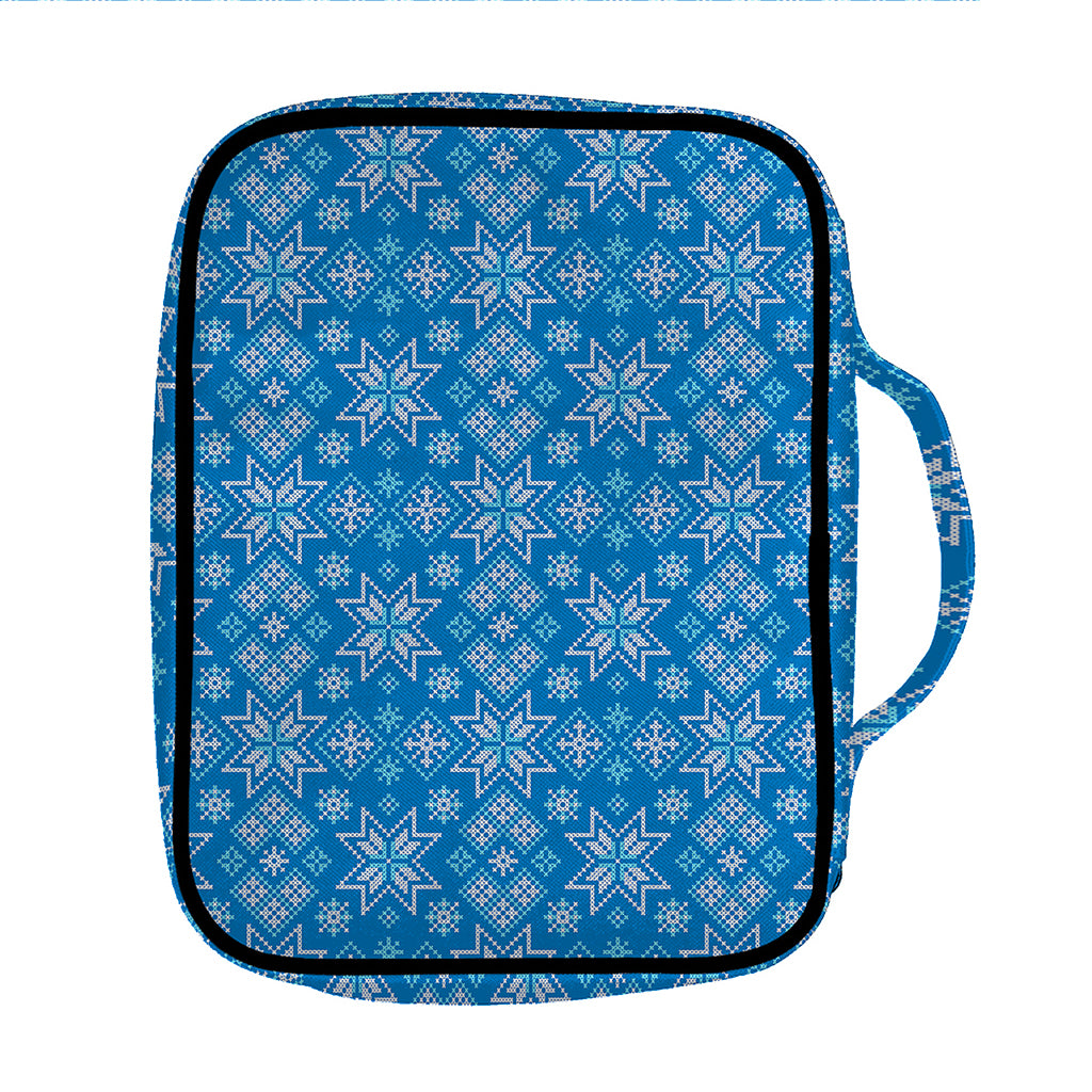 Christmas Nordic Knitted Pattern Print Front Pocket Bible Bag