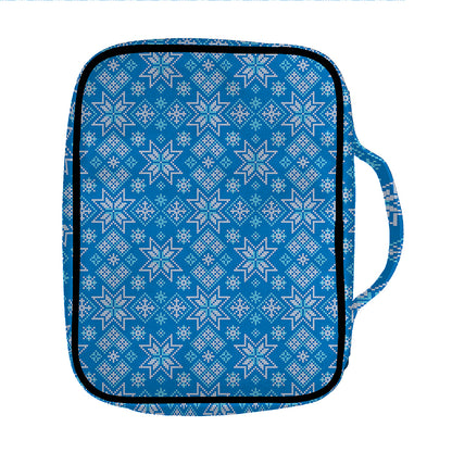 Christmas Nordic Knitted Pattern Print Front Pocket Bible Bag