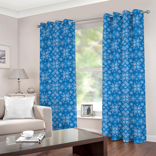 Christmas Nordic Knitted Pattern Print Grommet Curtains
