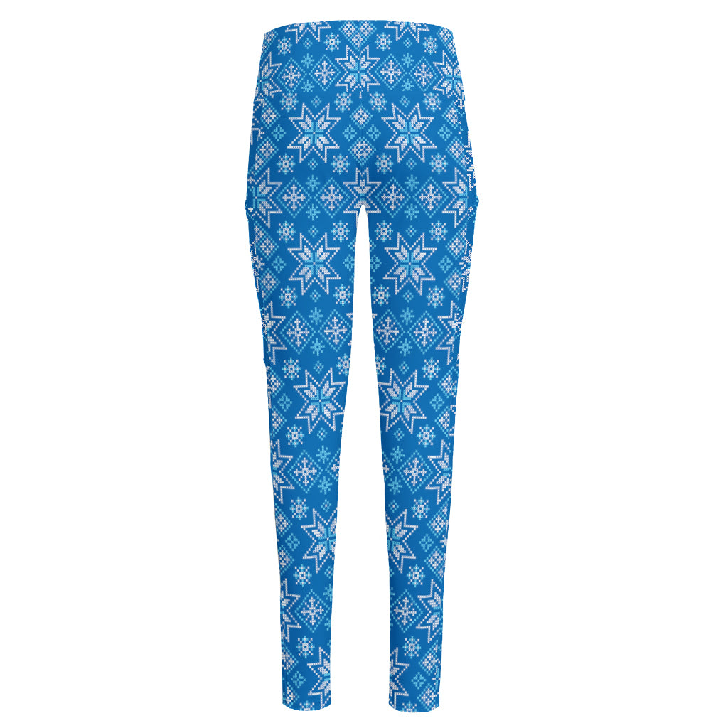 Christmas Nordic Knitted Pattern Print High-Waisted Pocket Leggings