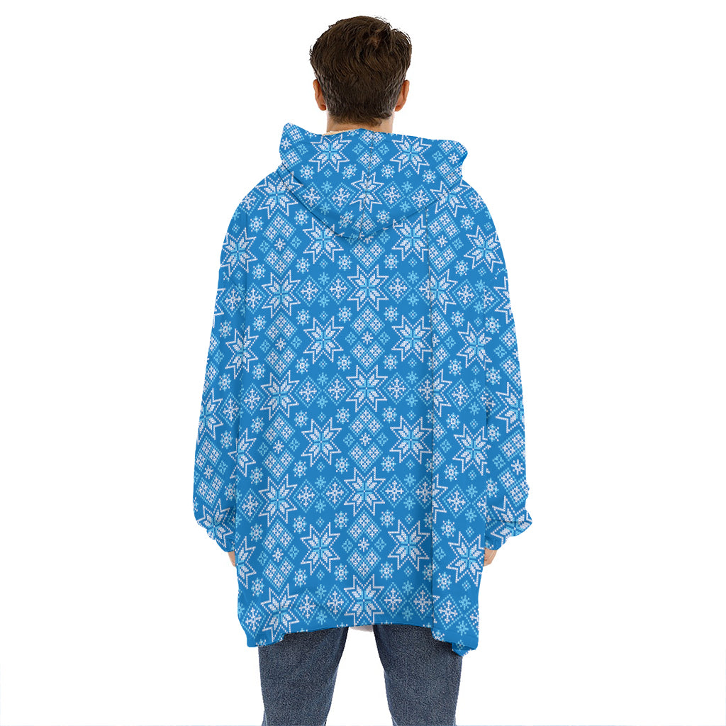 Christmas Nordic Knitted Pattern Print Hoodie Blanket