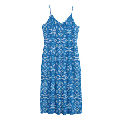 Christmas Nordic Knitted Pattern Print Jersey Midi Cami Dress