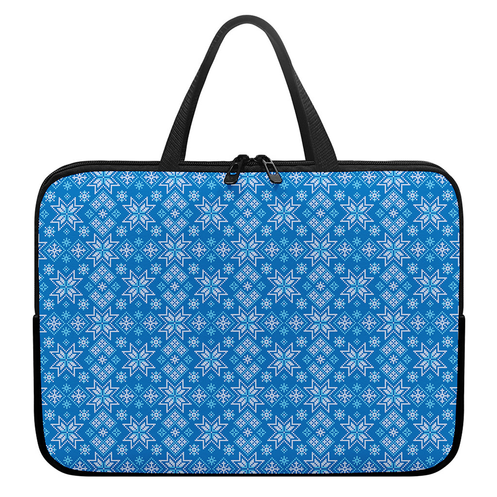 Christmas Nordic Knitted Pattern Print Laptop Sleeve With Handle