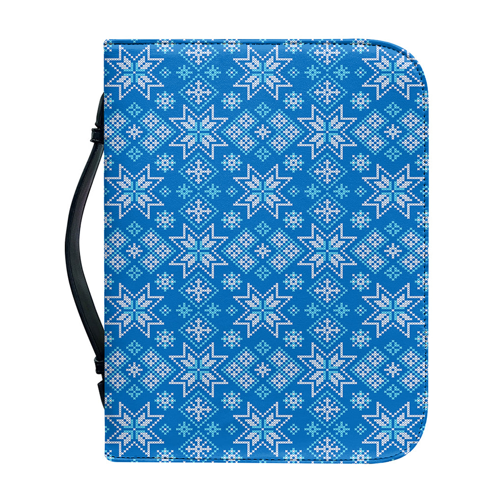 Christmas Nordic Knitted Pattern Print Leather Bible Cover