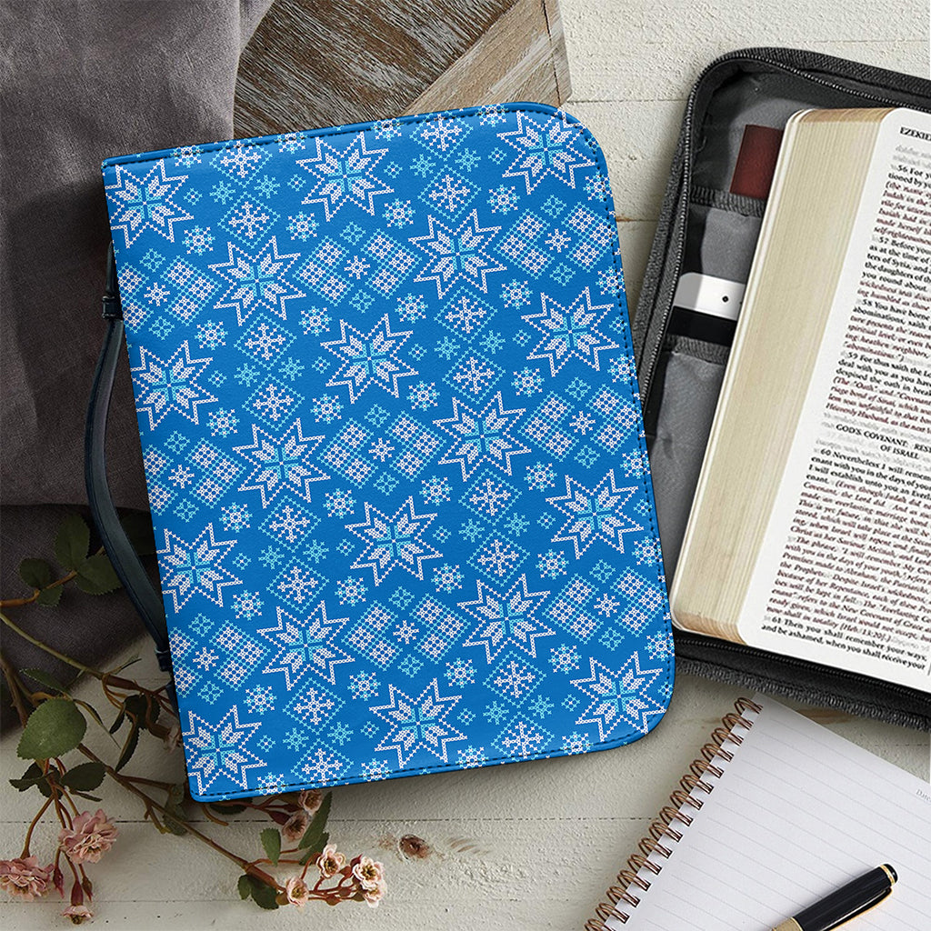 Christmas Nordic Knitted Pattern Print Leather Bible Cover
