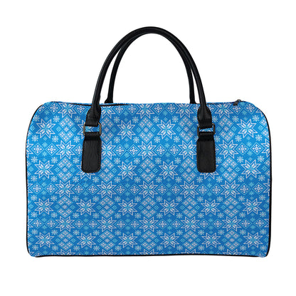 Christmas Nordic Knitted Pattern Print Leather Duffle Bag