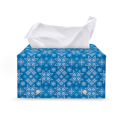 Christmas Nordic Knitted Pattern Print Leather Tissue Box Cover